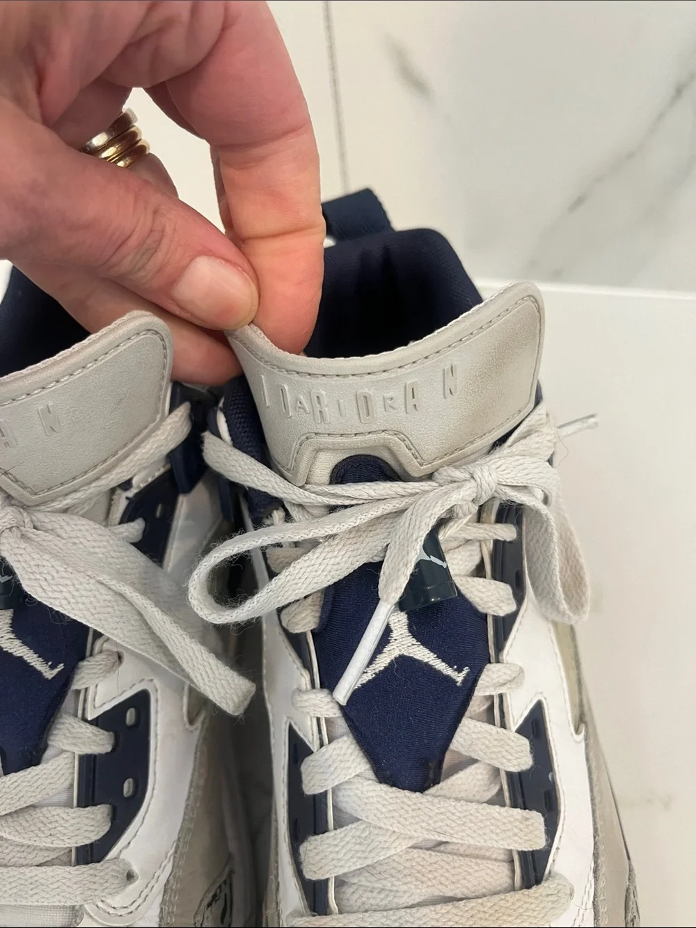 Nike Air Jordan Kids White and Navy Low-Top Sneakers